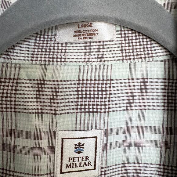 Peter Millar plaid button down shirt men’s large 100% cotton long sleeve - Picture 5 of 5